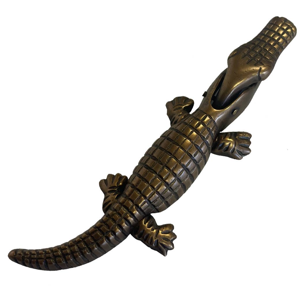 6" Antiqued Brass Alligator Nutcracker