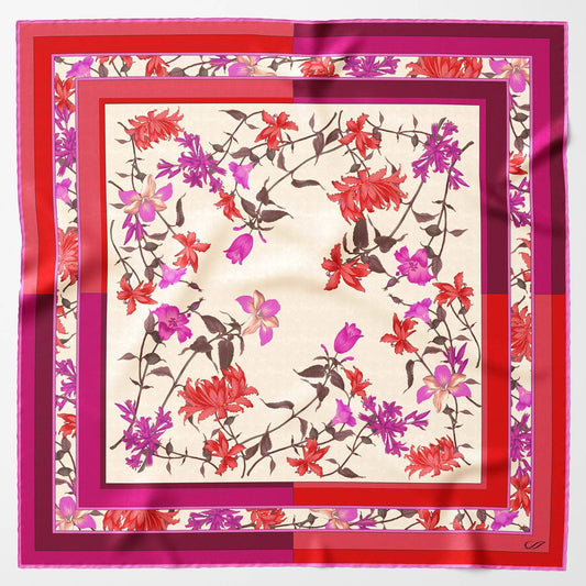 Serena - Hand Rolled ilk Foulard - Fuchsia