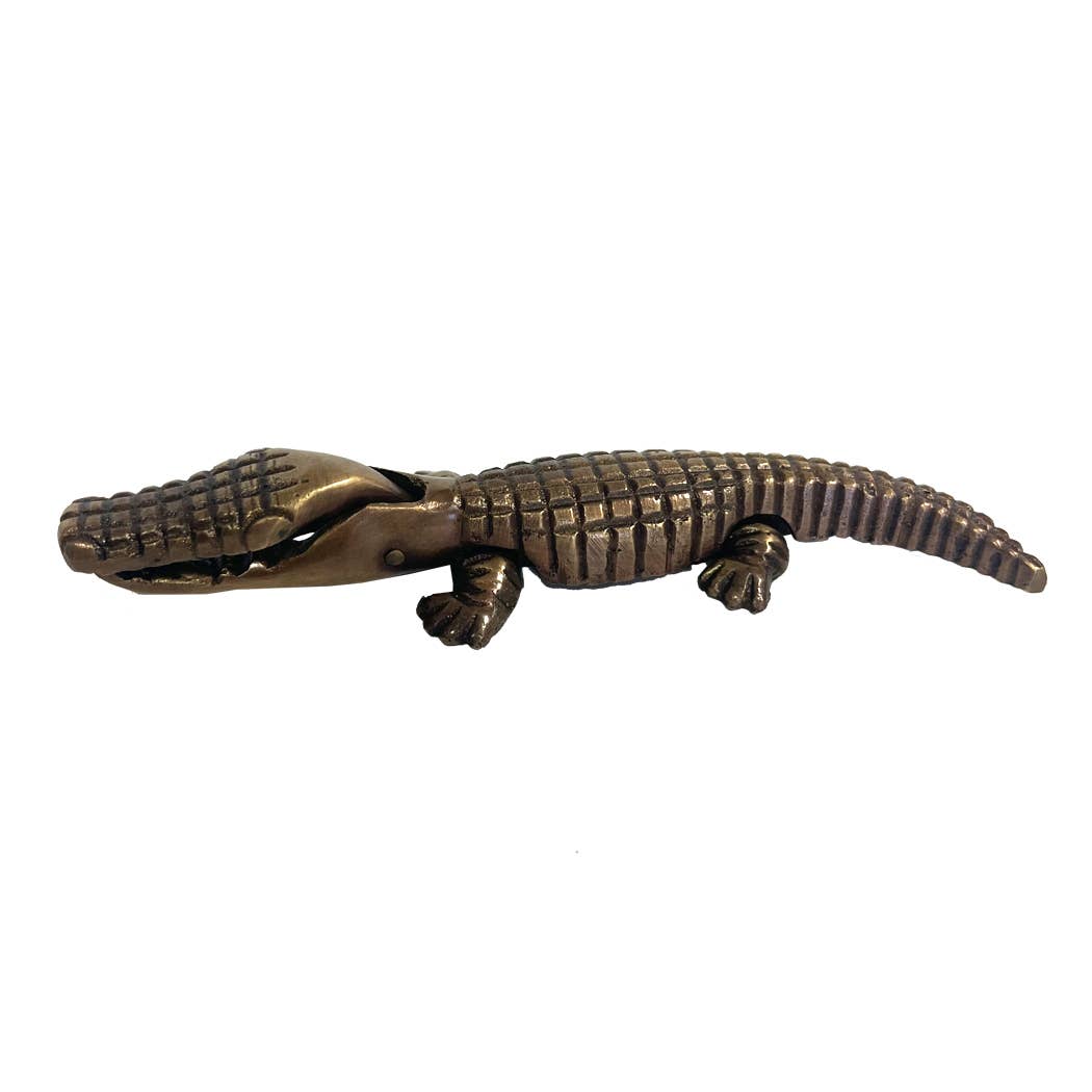 6" Antiqued Brass Alligator Nutcracker