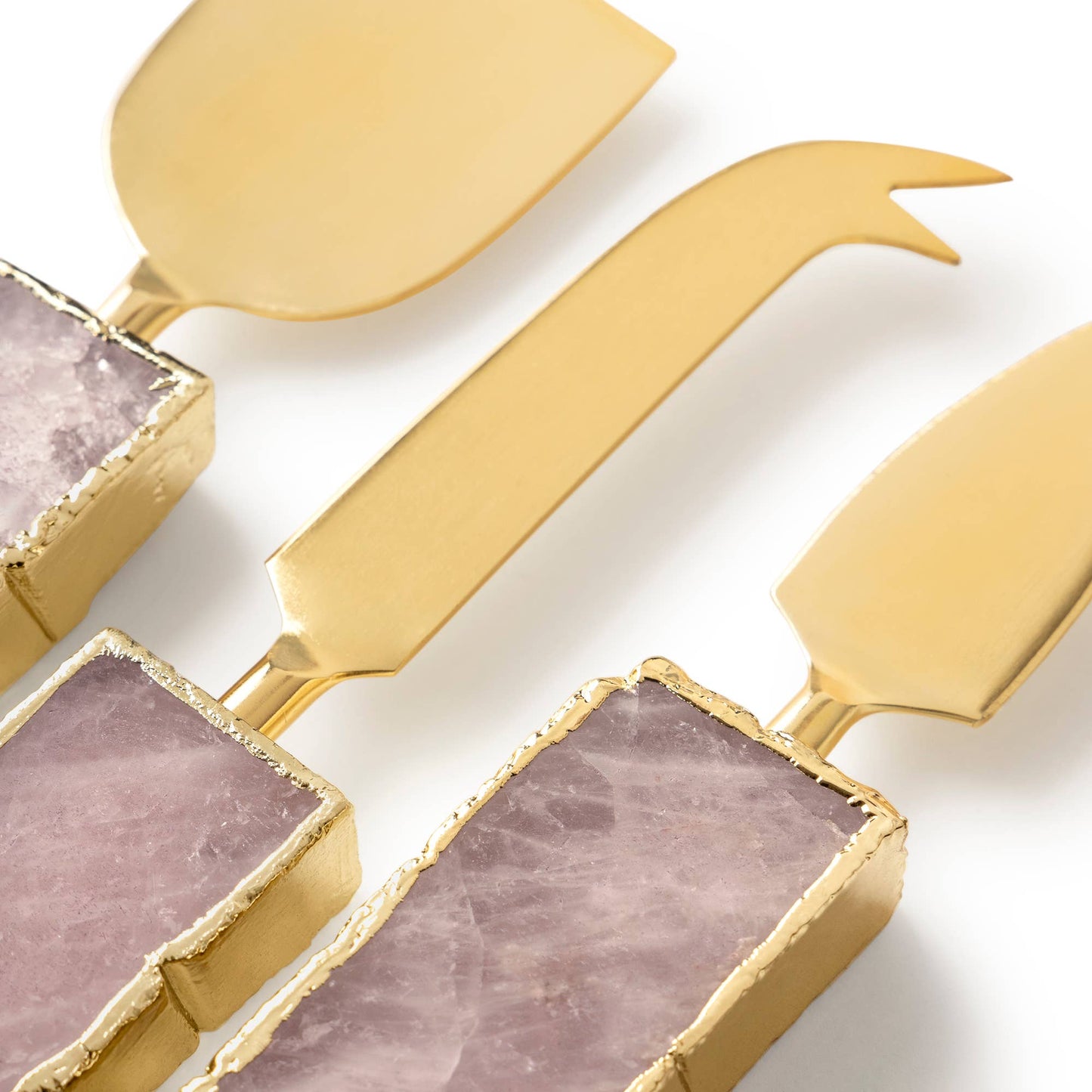 Gauri Kohli - Rose Quartz Cheese Knives, Set of 3