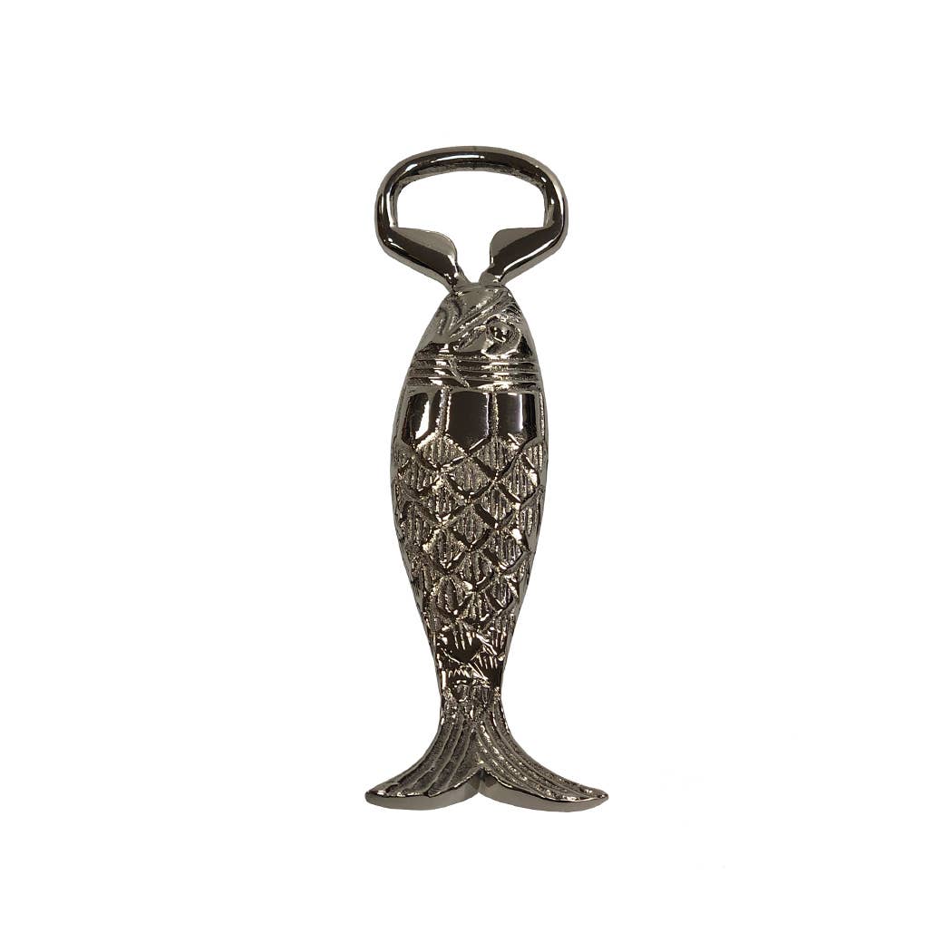 Nickel-Plated Brass Fish Bottle Opener