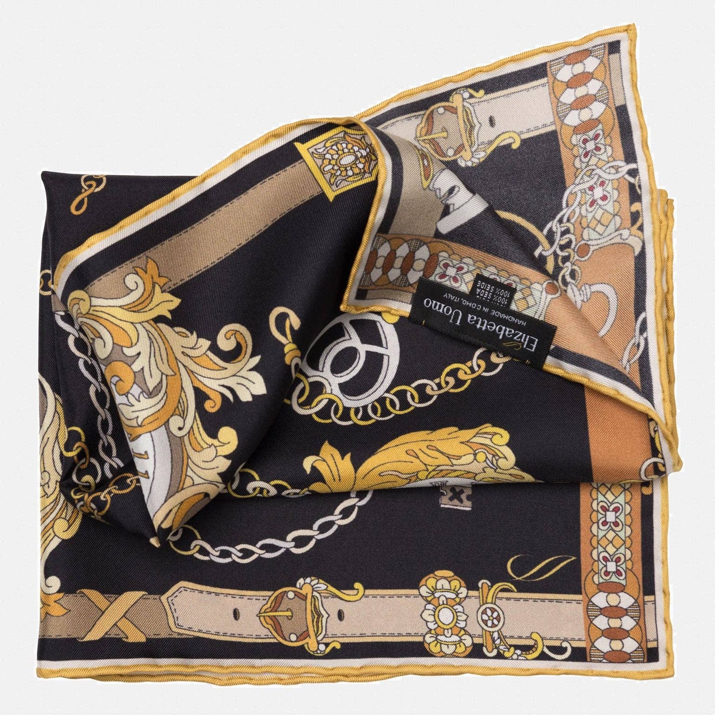 Like Clockwork - Silk Pocket Square - Black