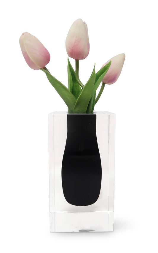 Double Wall Crystal Bud Vase Colored Inner