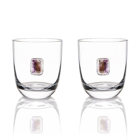 ANNA New York - Amethyst Double Old Fashion Glasses, Set of 2